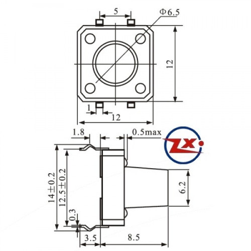 Kit 10 Peças - Chave Tactil 12x12x8,5mm 4t 180 Graus 1
