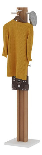 Cabideiro Mancebo De Chão Multiuso Az1018 Amendoa Branco Tec 1