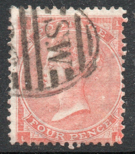 Reino Unido Sello Usado X 4 Peniques Reina Victoria Año 1862 0