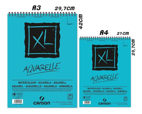 2x Bloco Papel Para Aquarela Canson Xl Aquarelle A4 A3 0
