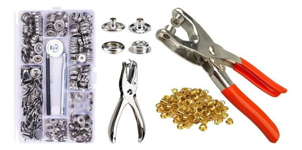Broches Metal Ropa Lona , Cuero + Herramientas + Sacabocado 0