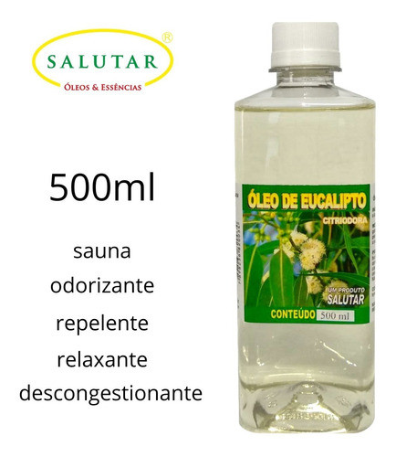 Óleo De Eucalipto Citriodora Salutar 500 Ml - Aromatizante 1