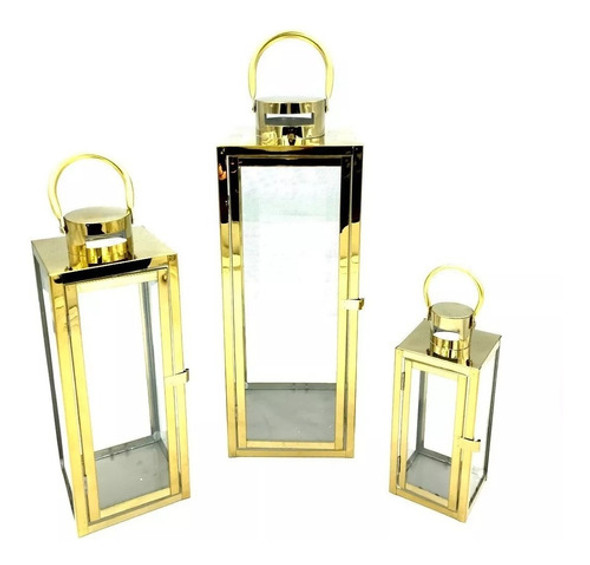 Set X 3 Faroles Dorado, Plateado O Rosa Oro - Decoración 1