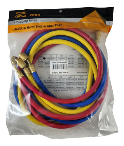 Juego 3 Mangueras Manifold 1/4 Flare R22 R12 R134a 120cm 0