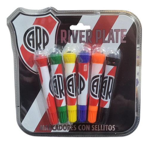 Marcadores X6 River Plate Con Sellitos Licencia Casa Valente 0