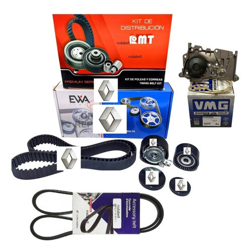 Kit Distribucion Logan K4m 1.6 16v + Bomb + Poliv + Tapones 0