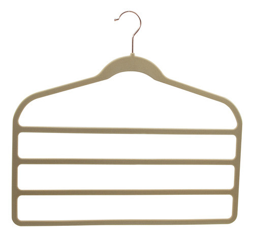 Kit 5 Cabides Veludo Bege Com Gancho Rosê Para 4 Calças 0