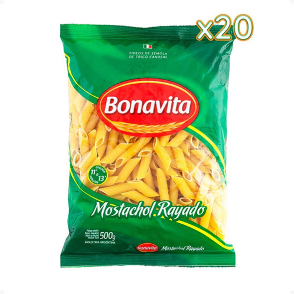 Fideos Mostachol Rayado Bonavita 500 Gramos X20 Uds - Otec 1