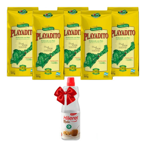 Yerba Mate Playadito 1000gr Pack X 5 + Hileret Mate Liquido 0