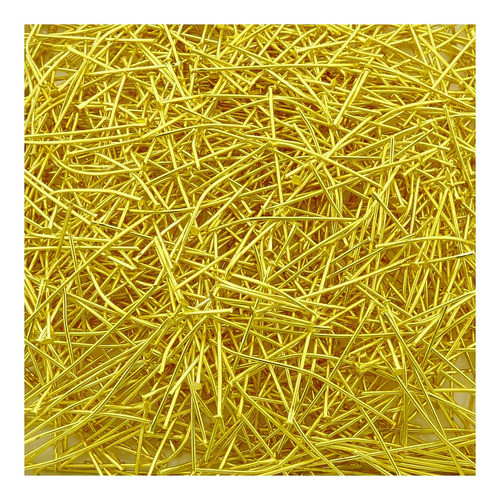 Alfinete Com Cabeça P/ Bijuterias Dourado 50mm Aprox. 460pçs 0