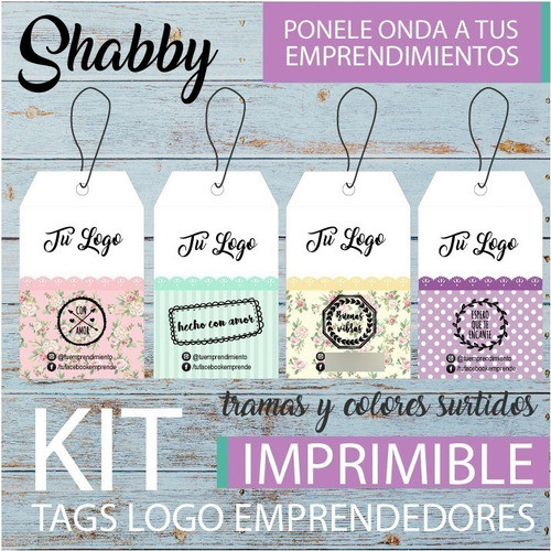 Imprimible Emprendedores Shabby Tu Logo Tags Etiquetas A4 1
