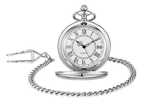 Relojes De Bolsillo De Cuarzo Esfera Blanca Con Números Roma 0