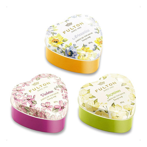 Fulton Kit 3u Jabón De Tocador Lata Corazón 80g 0