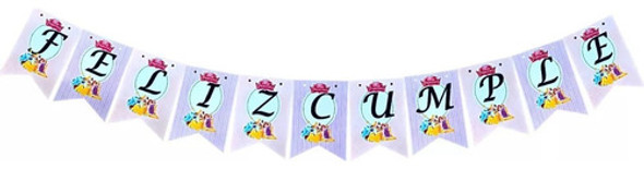 Banderín De Cumpleaños Decorativo Motivo Princesas 0