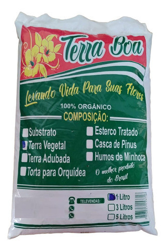 Terra Vegetal Adubada Orgânica Hortas Jardim Pomar 15 Litros 0