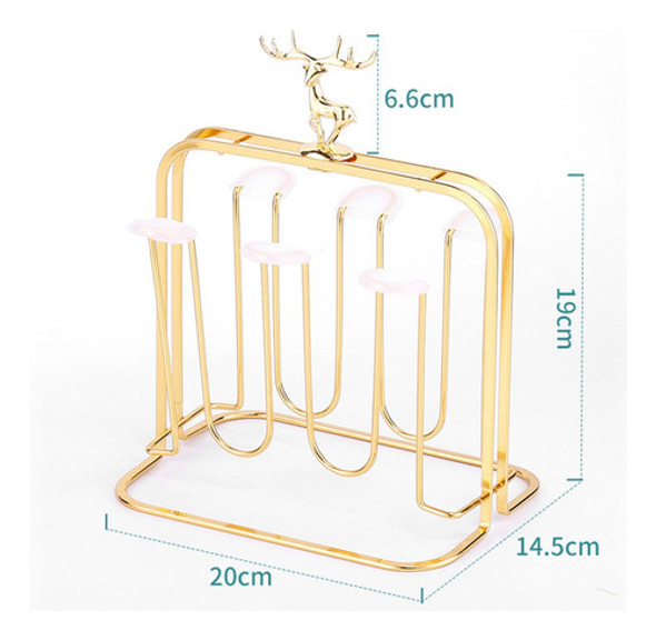 Estante De Secagem De Canecas De Ferro Elegante De Metal Com 1