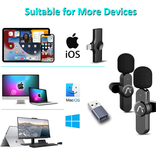 ~? Aisizon 2 Pack Micrófono De Solapa Inalámbrico Para Iphon 1