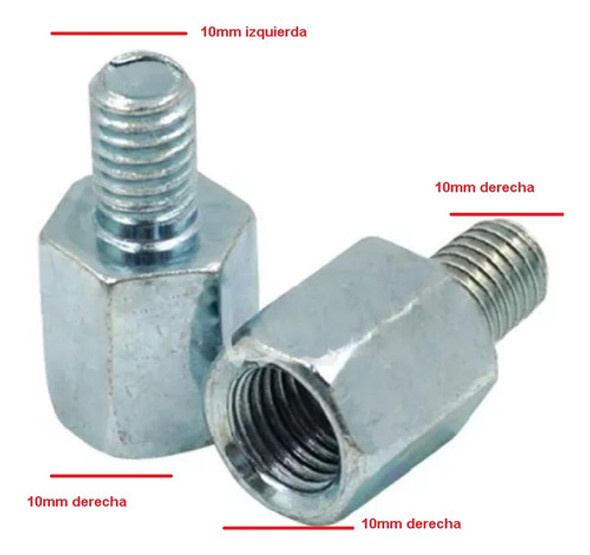 Par Soporte Adaptador Rosca Espejo Moto 10mm  Rpm 1