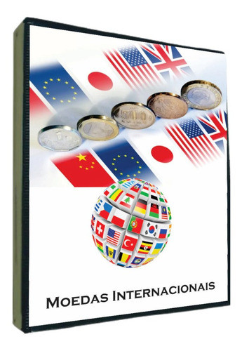 Álbum Fichário Pasta Porta 240 Coin Holder Moedas Do Mundo 0