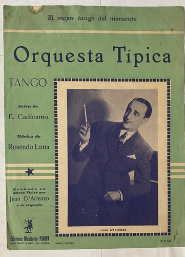 Antigua Partitura Tango Orquesta Típica Cadícamo Y  Luna Mv 0