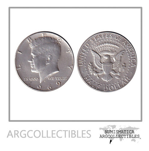 Usa Moneda 1/2 Dolar 1969 D Plata Kennedy Km-202 Au 0