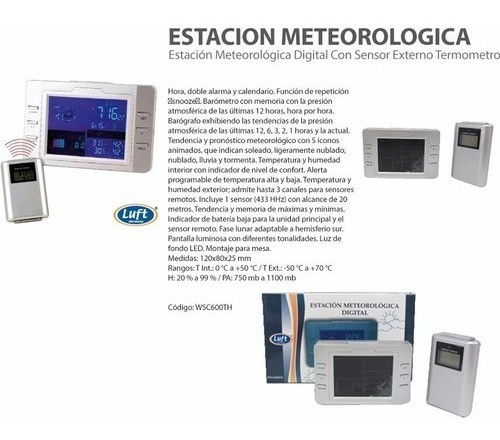 Estación Meteorológica Digital Luft Wsc600th 0