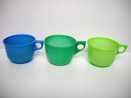 3 Antiguas Tazas Plastico Adorno Deco Utileria Años 70 Boedo 0