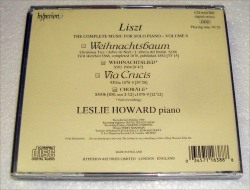 Leslie Howard Liszt Christmas Tree Via Crucis Chorales Cd 1