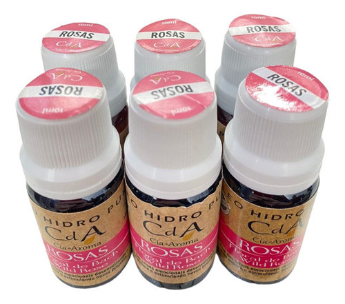 Kit 6 Óleo Hidrossolúvel Rosas Puro P/ Umidificadores 10ml 0