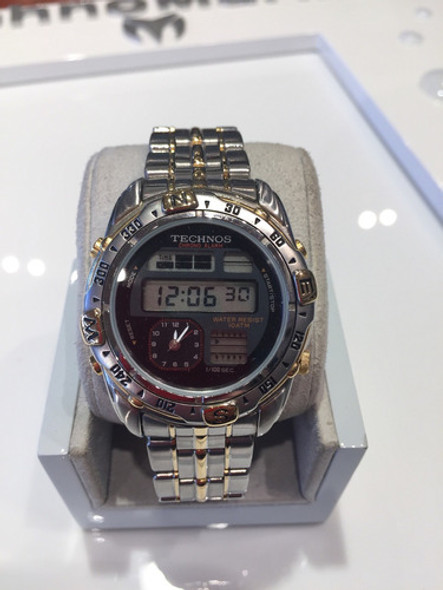Reloj Pulsera Technos Chrono Alarm Acero Doble Uso Horario 0