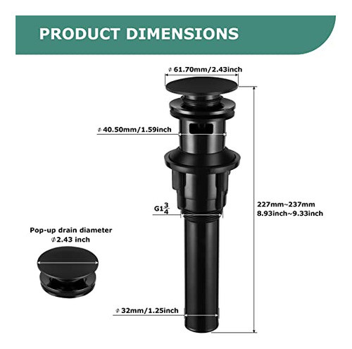 Tapón De Desagüe Desplegable Parlos Con Rebosadero Para Lava 1