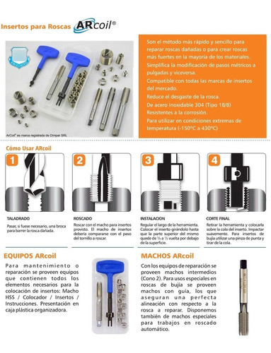 Macho Para Insertos 8x1.25 Arcoil Profesional M8 1