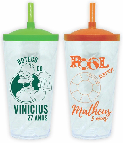 Kit 25 Copos Tampa E Canudo Personalizados Twister 560ml 1
