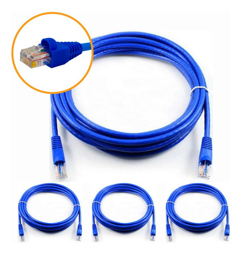 Kit 6 Un Cabo De Rede 2,5m Cat5e Furukawa Rj45 Azul Gigabit 0