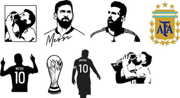 Pack Messi Vector Mundial 2022 Copa Escudo Corte Vinilo 1