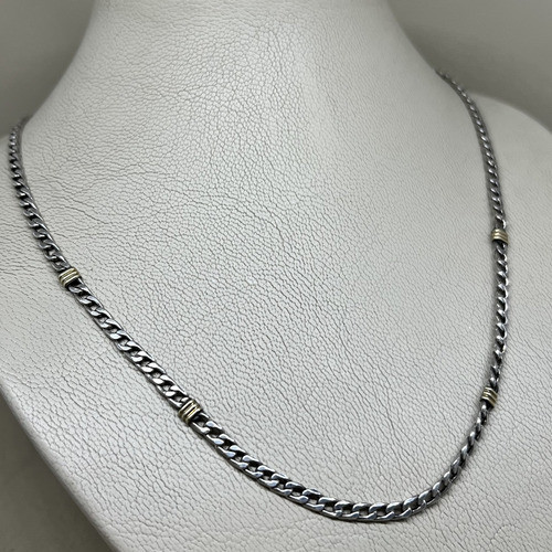 Cadena Grumet En Plata 925 Y Oro 51cm Pp.bb 1