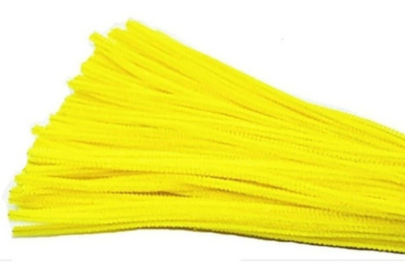 10 Limpia Pipas Hilos De Chenille Color Amarillo 0