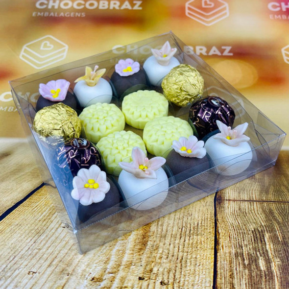 40 Caixa P/ 16 Doces Acetato Incolor 16x16x4 5035 1