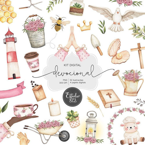 Kit Imagenes Png Cliparts Dios Religion Rezar Acuarela Est22 0