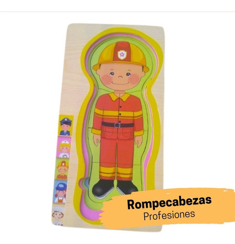 Encastre Rompecabezas Oficios Profesiones Didáctico Madera 1