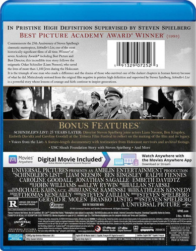 Blu-ray Schindler´s List / La Lista De Schindler 1