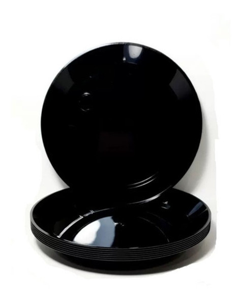 Prato Acrílico Resistente Refeição 22cm Preto C/50unid 0