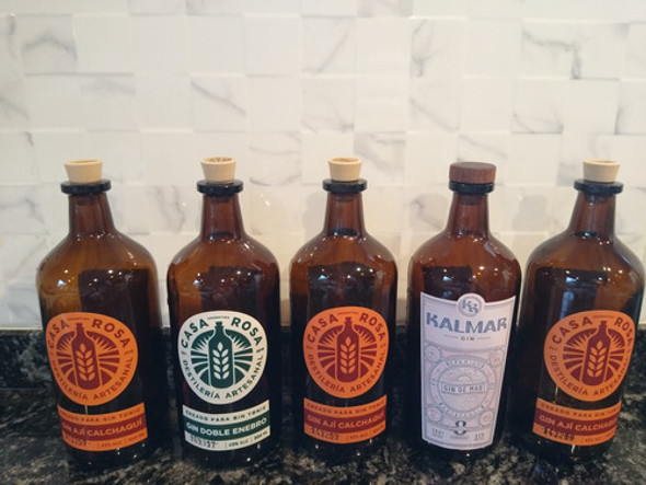 Lote Botellas Vacías Gin / Licores , Color Ámbar Con Escala. 1