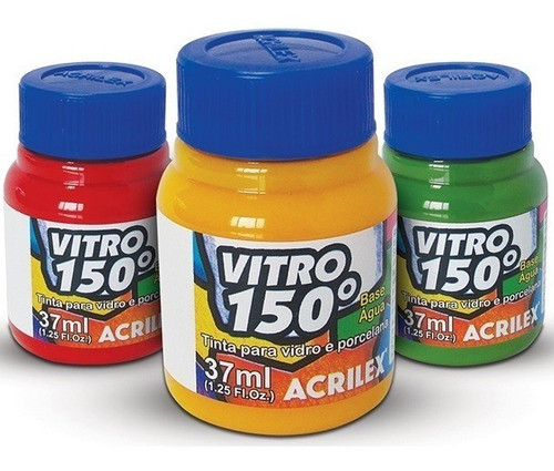 Tinta Vitro 150º 37ml Acrilex - Kit Com 3 Cores A Escolher 0