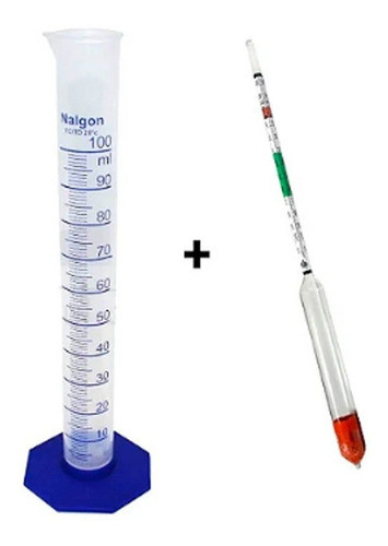 Kit Mini Densímetro Cerveja 0,980/1,100 + Proveta 100ml Poli 1
