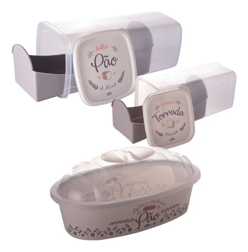 Kit 3pc Porta Pão De Forma + Pão Francês + Porta Torradas 0