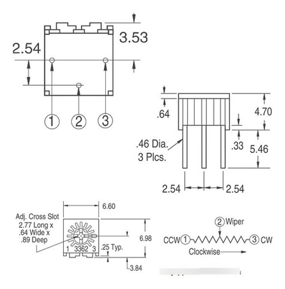 Lote 10 X Preset 10k 1 Vuelta Trimmer 3362p 0.25w Itytarg 1