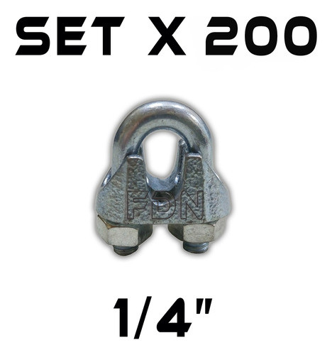 Grampa Prensacables De Acero 1/4 Galvanizada X 200 - Fdn 1