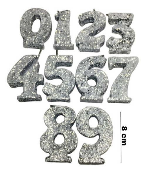 Vela Numerote Con Gibre Plateado Nº 7 1