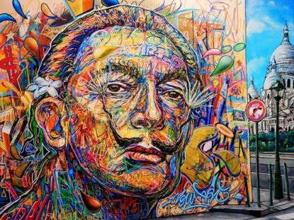 Salvador Dali Graffiti En Calle De Paris - Lámina 45x30 Cm. 1